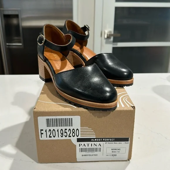 Patina by Portland Leather Goods Heeled Mary Jane shoes Women's Size 7 1/2 Black - Picture 1 of 6